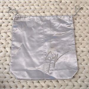 GIUSEPPE ZANOTTI Silver Satin Dustbag. Drawstring. Two Compartments. Pristine.